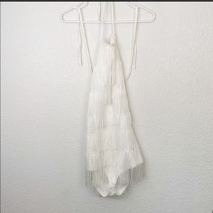NWT Pretty Little Thing White Tassel Playsuit